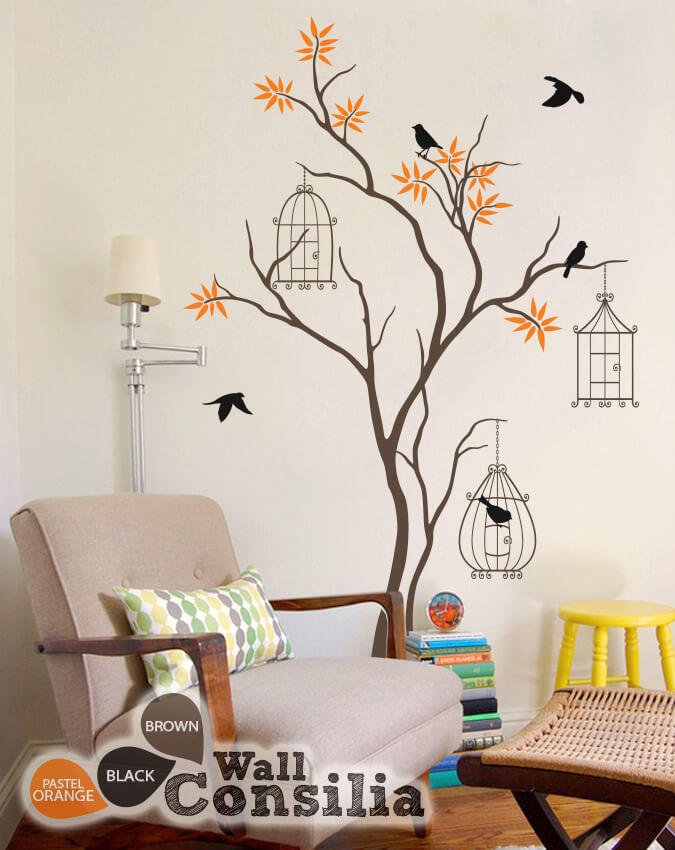 Simple And Cute Nursery Wall Design With Birdcageswallconsilia Com