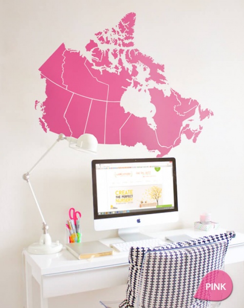Pink Canada Map decal Wall