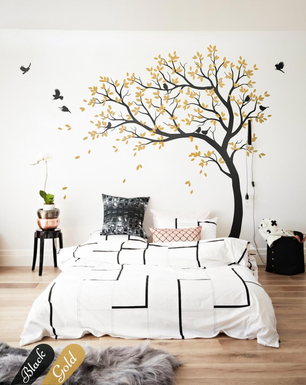 Alicemall Removable Leaves Wall Stickers Bedside TV Background Wall Decals Environmental Protection Living Room Decoration Stickers Kid Room Wall Stickers Large, Leaves 