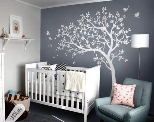 All white tree decal